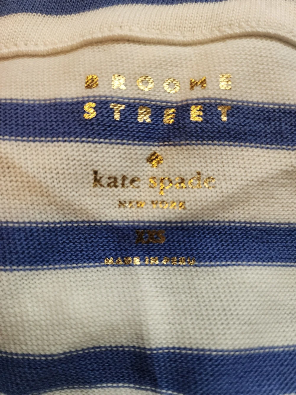 Kate Spade Broome Street Striped Boatneck Nautical Women’s Top - Blue and White